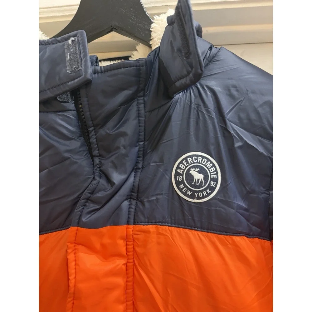 Abercrombie Kids Colorblock Sherpa-Lined Puffer Jacket Size 13/14  Hoodie Coat